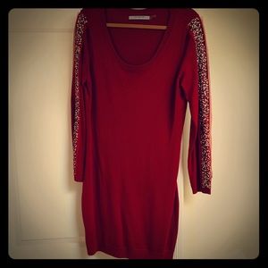 NWOT Long Sleeve Boat Neck Red Dress